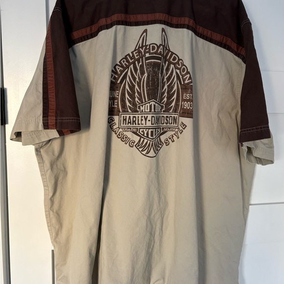 (3) Harley Davidson Button Up Shirt Short Sleeve Motorcycles Shirts 3XL - Picture 6 of 11
